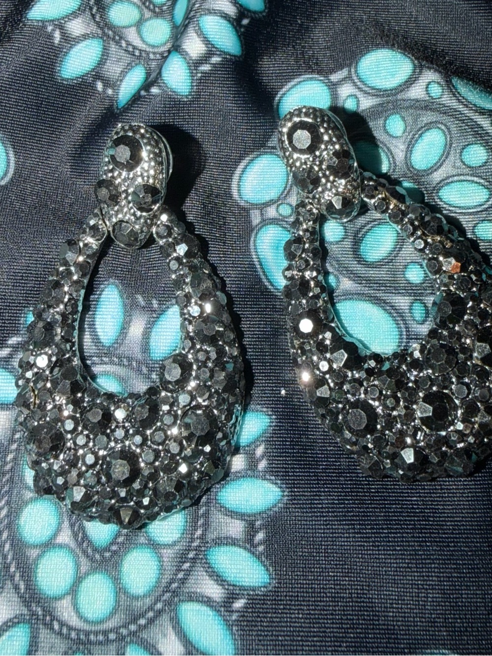 Black Crystal Teardrop Statement Earrings
